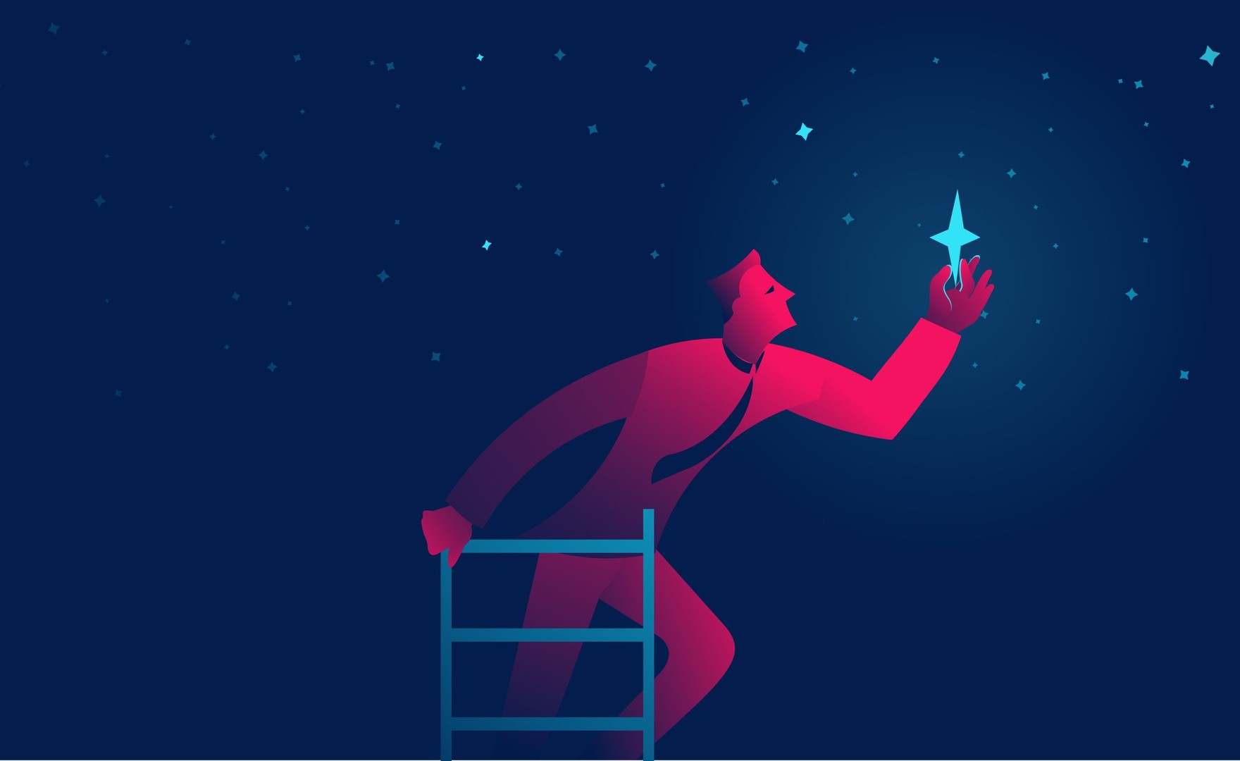 Illustration of person reaching for the stars